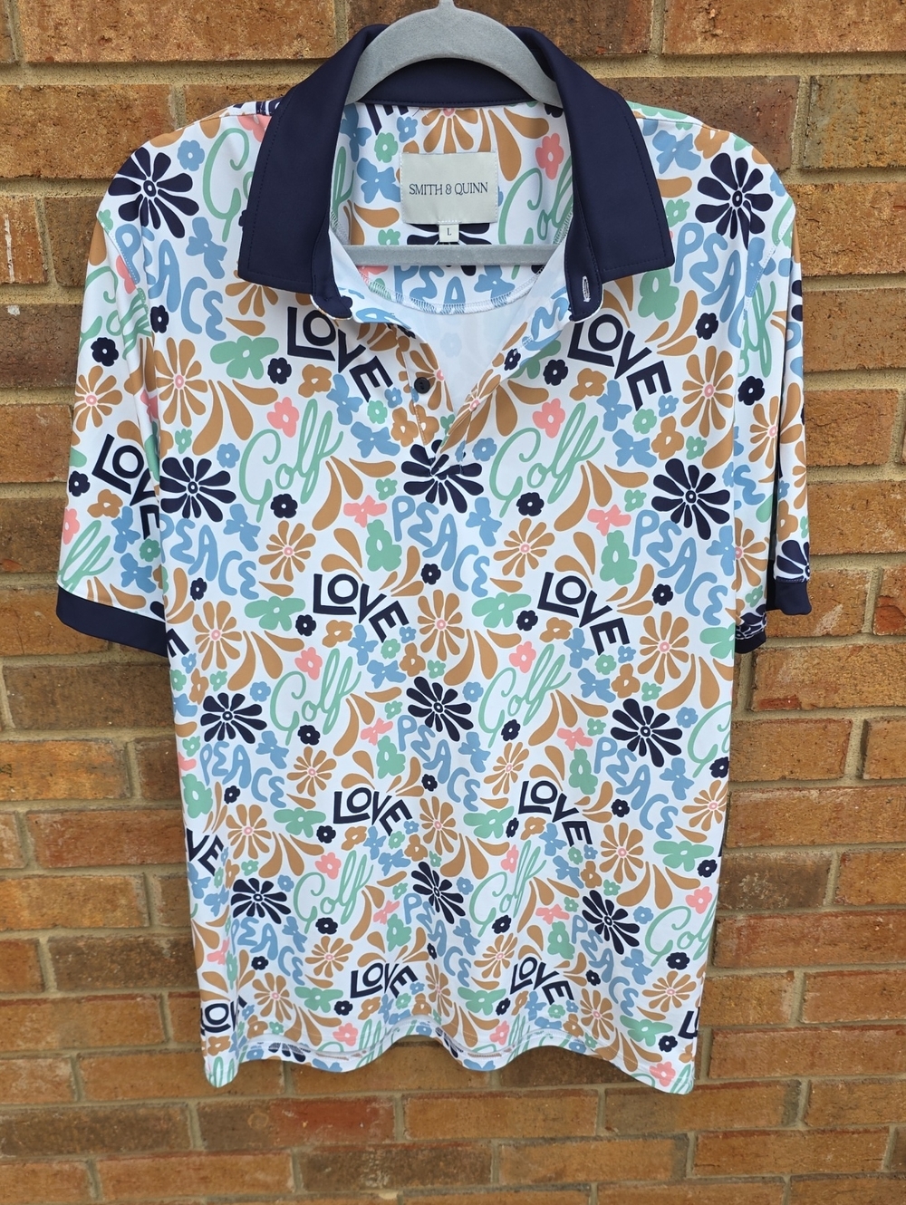 Smith & Quinn Men's Floral & Script Golf Polo Size Large